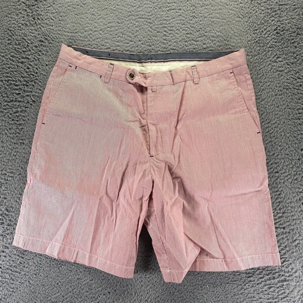 Peter Millar Shorts Mens 38 Pink Cotton Striped Golf Performance Sports Summer